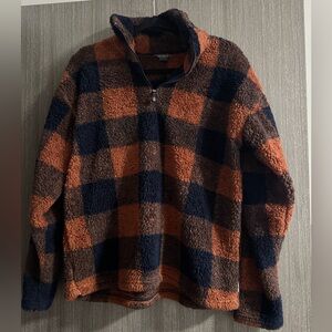 Eddie Bauer Orange and Navy Fleece Pullover